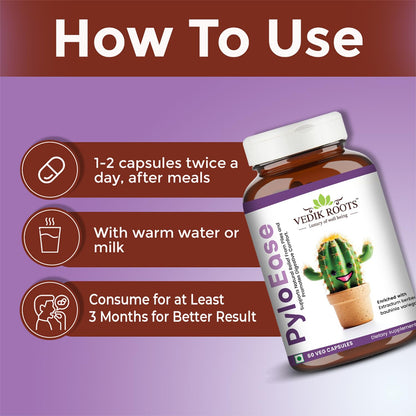 PyloEase for Hemorrhoids| Help reduce Bleeding, Pain, & Burning | Help relieve Fissure. Fistula, Constipation | 60 Veg Capsules (Pack of 1)