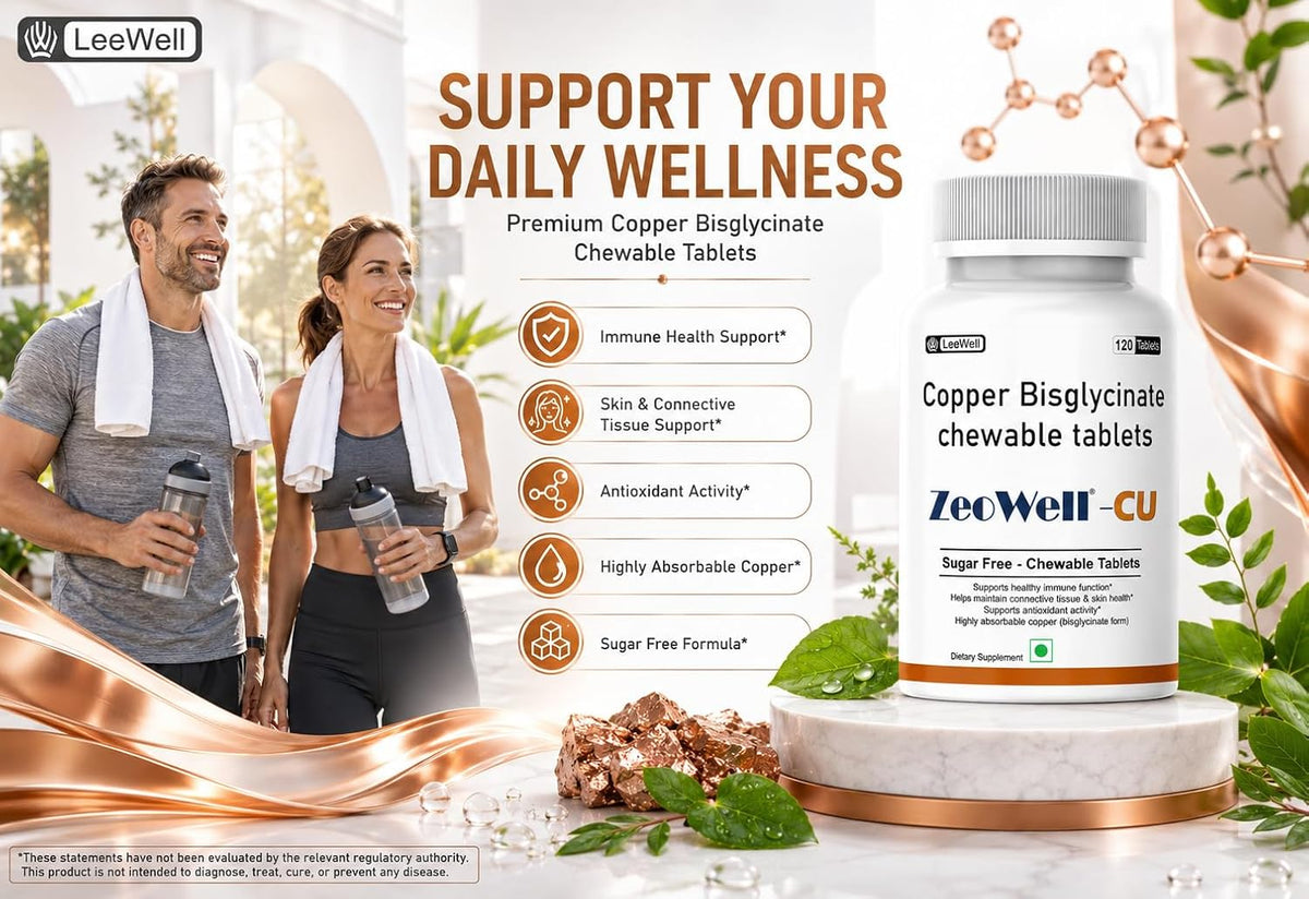 ZEOWELL CU (LeeWell) Copper Bisglycinate Supplement, 120 Tablets