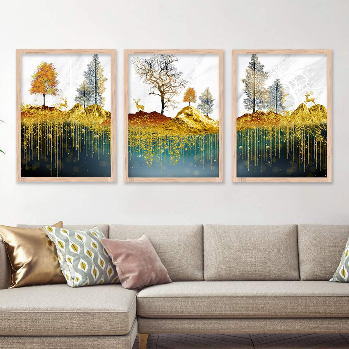 Modern Wall Art framed Painting for Wall Decoration - Wall Paintings for Living Room, Bedroom - Big Size Wall Painting Set of 3 (Art 5, 10x13 inch)