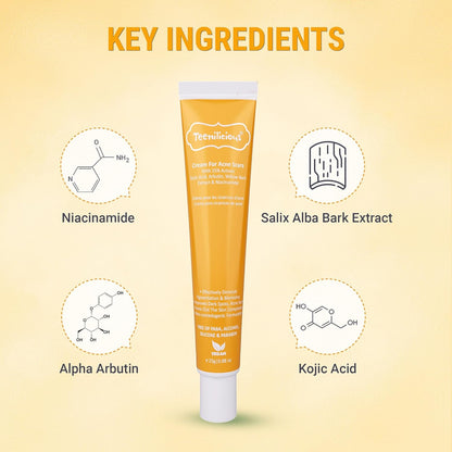 Teenilicious Scar Removal Cream for Acne Scars and Acne Pits | Scar Gel with Kojic Acid, Alpha Arbutin and Niacinamide | Fades Acne Scars, Treats Skin Pigmentation, Brightens Skin Tone | 25 GM