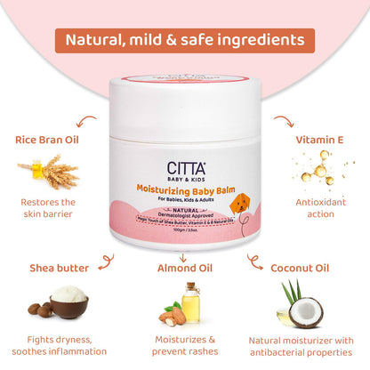 CITTA Moisturizing Baby Balm for Face and Body with 8 Natural Oils & Shea Butter | Baby Moisturizer for Dry & Sensitive Skin | 100 gm