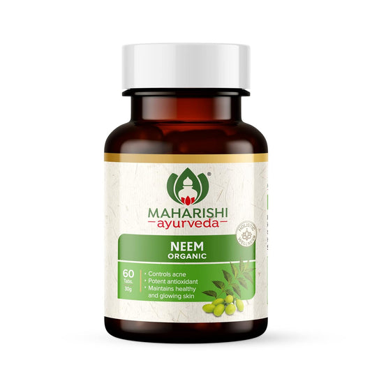 Zephivo Maharishi Ayurveda Organic Neem Tablets 500 MG | Improves Skin Health | Supports Detoxification| 100% Organic & Safe | 60 Tabs
