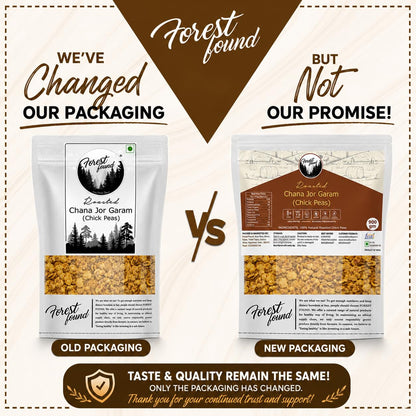 Forest Found Black Chana Jor Garam | Vacuum Roasted Gluten Free & Low Fat Healthy Snacks | No Salt No Masala Diet Namkeen Vegan Protein Roasted Bengal Gram - 900g (Pack of 1)