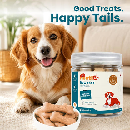 Nootie Calcium Milk Bone Supplement Dog Treats 220gms Supports Strong Gums & Jaws | Helps Maintain Clean Teeth | 100% Digestible & Safe-Milk Flavour