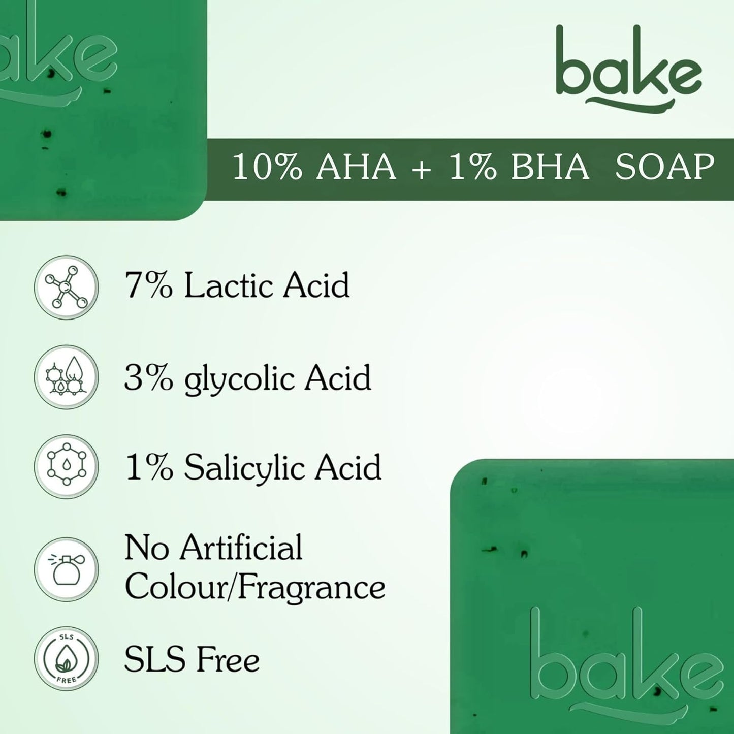 BAKE 10% AHA + 1% BHA Scrub Treatment Soap with Lactic Acid, Glycolic Acid, 1% Salicylic Acid | For Clogged Pores, Exfoliation, Strawberry Skin & Bright Underarms | Soap for Women & Men | 100g x 2