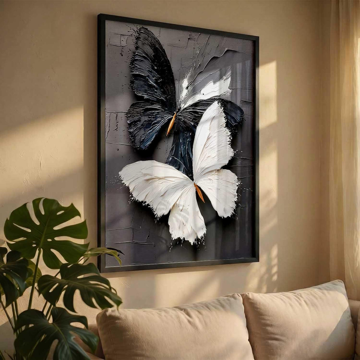 Butterfly Art Wall Painting Home Decoration With Frame For Living Room Bed Room Hotel Wall Decor Digital Reprint Engineered Wood (13X17 INCH)