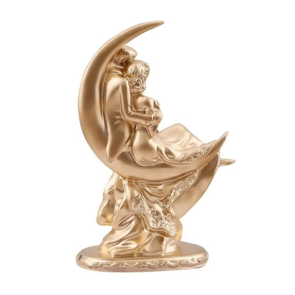 Romantic Moon Couple showpiece/Couple Statue Gifts for Wedding|| Couple Idol for Home Decor || Couple Gifts for Lovers|| Wedding Gift Item || Couple showpiece for Home Decor(Silver)