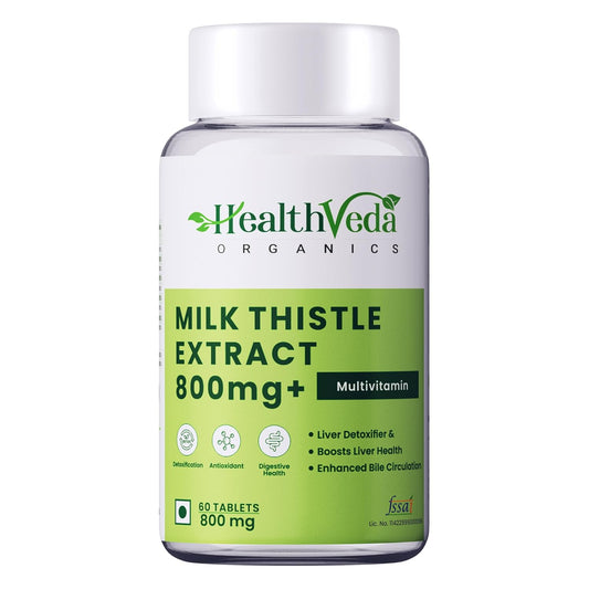 Zephivo HEALTH VEDA ORGANICS PRIVATE LIMITED Milk Thistle Extract, 800 mg Liver Support Supplement | 60 Veg Tablets | For Liver Support & Liver Detox | For both Men & Women