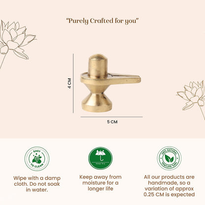 Brass Shivling Idol for Pooja & Home Temple | Sacred Shiva Ling Brass Murti for Spiritual Decor & Gift (Design08: L5 x W3 x H4 cm)