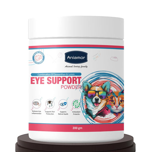 Aniamor Eye Support Powder for Dogs and Cats | Dogs Eye Supplements | Dog Eye Allergy Relief | Chicken Flavor | Dog Tear Stain | All Life Stage |200gm Jar
