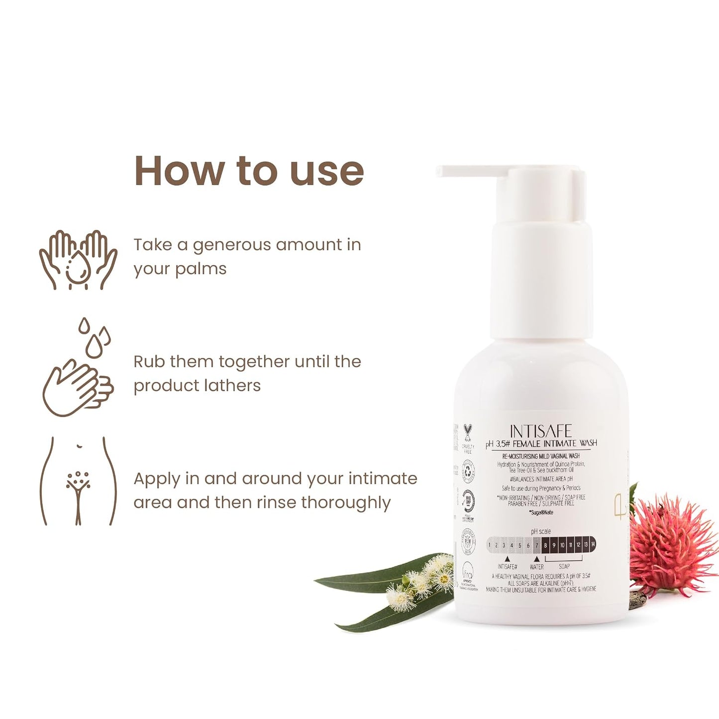Personal Touch Skincare Intisafe pH 3.5 Intimate Wash | Re-Moisturising Mild Vaginal Wash 100ml