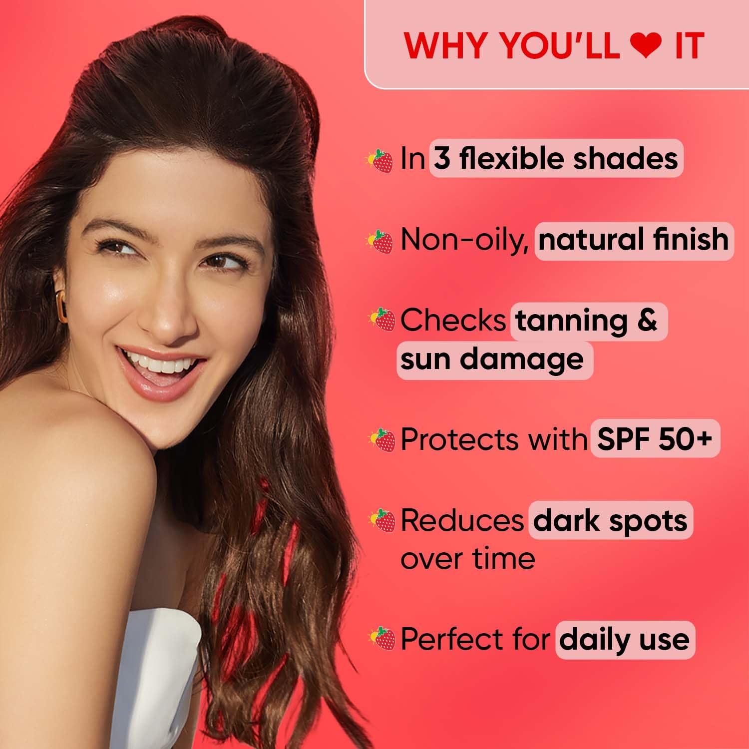 Zephivo Dot & Key Strawberry Dew Tinted Sunscreen SPF 50+ Pa++++ - 01 Porcelain | Protection Against UA/UB | Broad Spectrum, Water & Sweat resistant | For All Skin Types | 50ml
