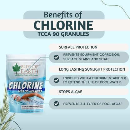 Bliss of Earth Japanese Chlorine Powder for Pool 453g, Clean & Clear Swimming Pool, Kills Bacteria & Stops Algae, Pool Disinfectant Granular Chlorine
