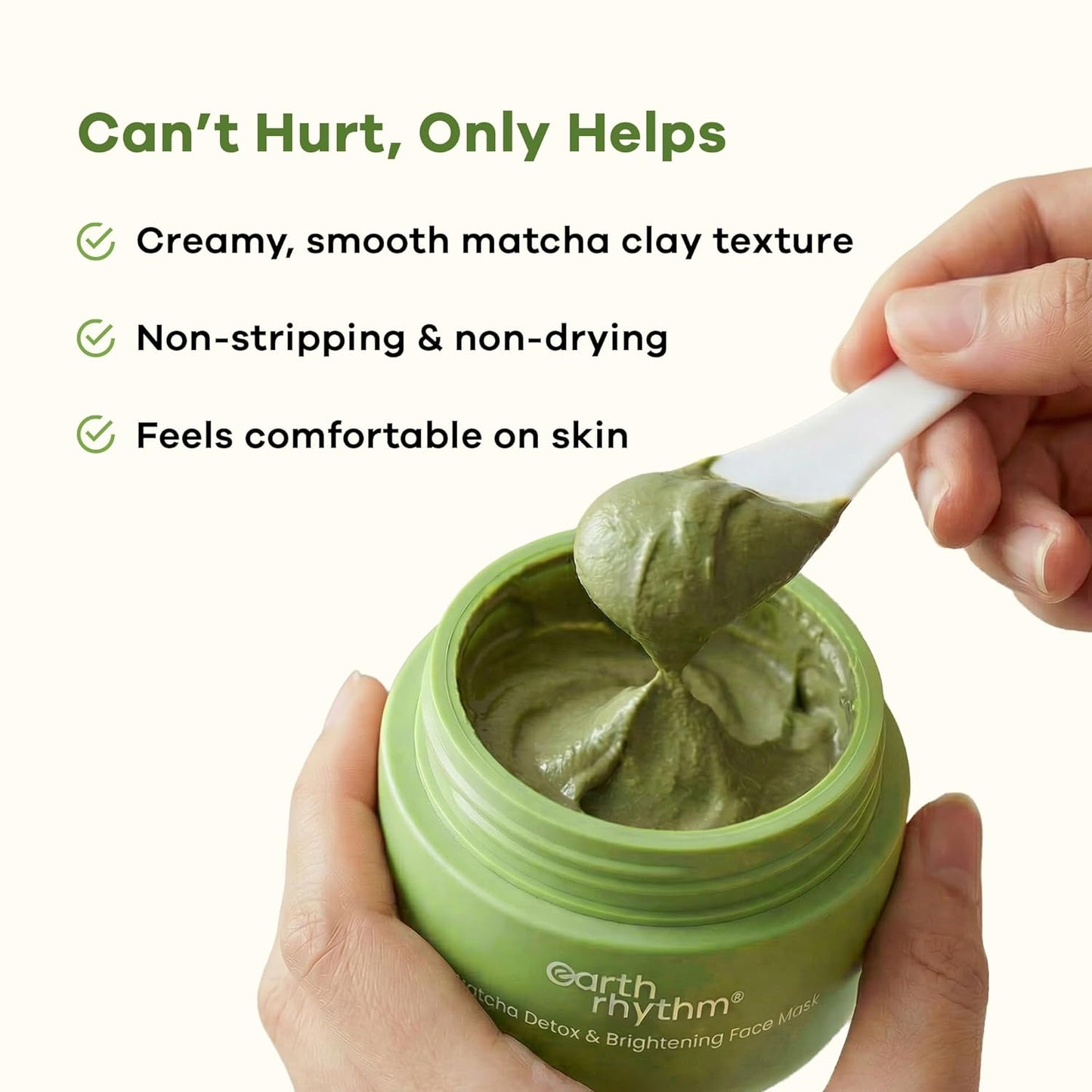 Earth Rhythm Matcha Face Mask Brightens & Detoxifies Skin with Matcha Green Tea & Glutathione for Oily, Combination & Dull Skin - 50gm