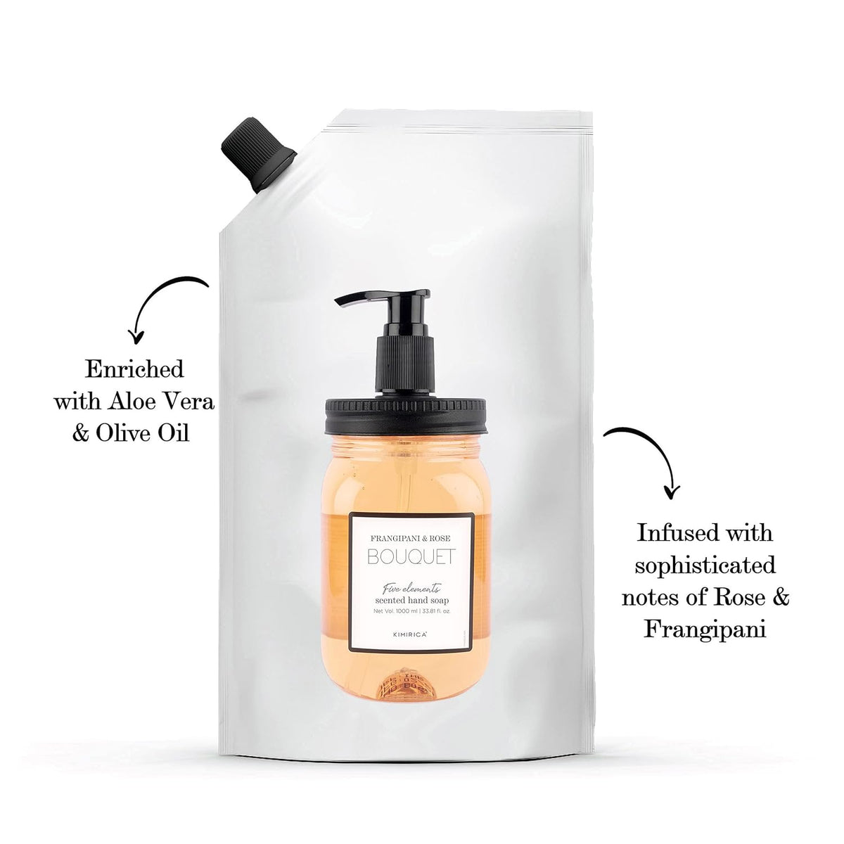 Hand soap bottle with pump and packaging on a white background