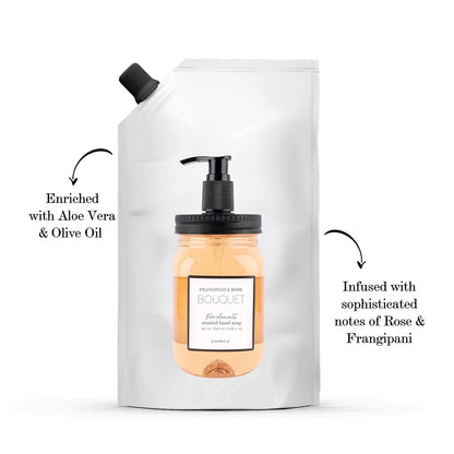 Hand soap bottle with pump and packaging on a white background