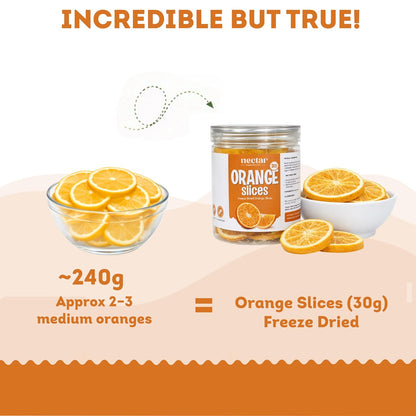 Freeze Dried Orange Slices – 30g Jar Pack of 1 | 100% Natural Crispy Fruit Snack | No Added Sugar | Healthy & Lightweight |