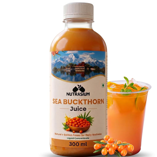 Nutrasium Sea Buckthorn Juice - 300 ml | Pulp Concentrate Made for Your Total Wellness Support |Natural Source of Vitamin C, Omega 3 6 7 9, Antioxidants For Immunity, Skin Glow & Gut Health