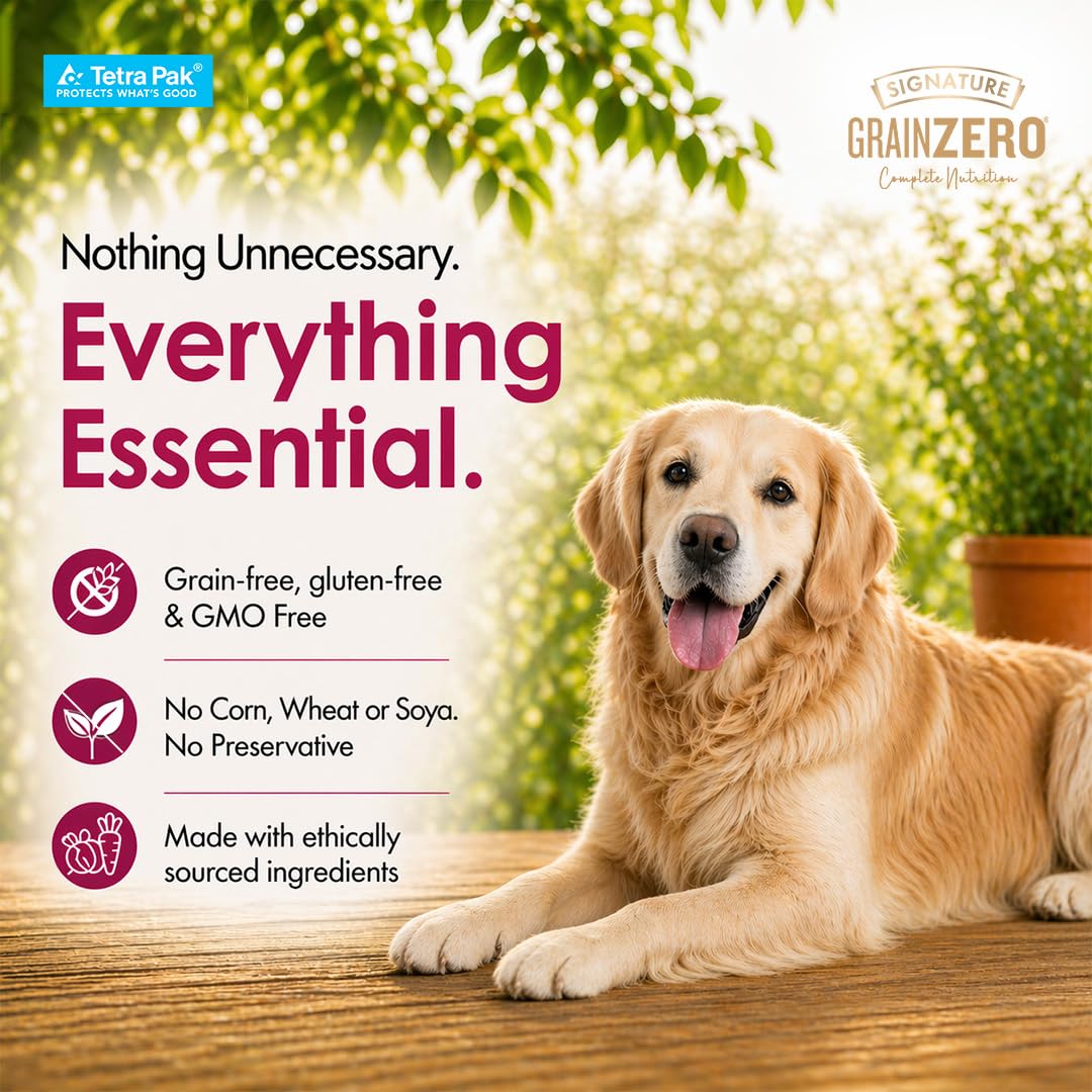 Grain Zero Dog Fresh Food Tetra Pak Real Chicken & Turkey Delight, for Adult & Puppy, 350g | Supports Joint & Health | Anti-Inflammatory Properties | Ready to Serve | One Pack One Meal