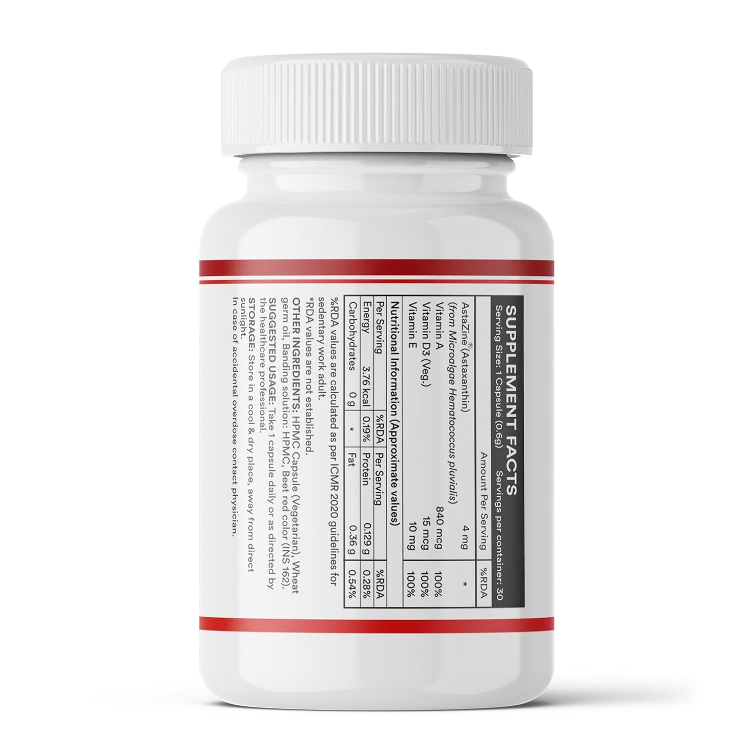 INLIFE Astaxanthin 4 mg Supplement AstaZine | Natural Antioxidant Supplement with Vitamin A, D3 & E – High Absorption Formula – 30 Liquid Filled Vegetarian Capsules