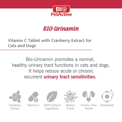 Bio PetActive Bio Urinamin Cranberry Extract Vitamin C Tablet with Cranberry Extract for Cats and Dogs(20 Tablets)