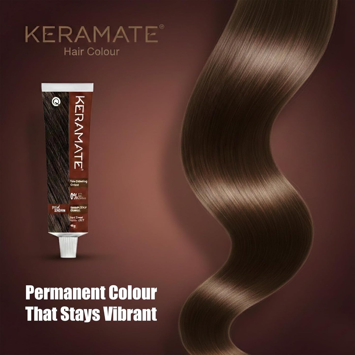 Keramate Hair Colouring Cream – Natural Brown, No Ammonia, No PPD, No PTD | Safe, Long-Lasting Hair Color