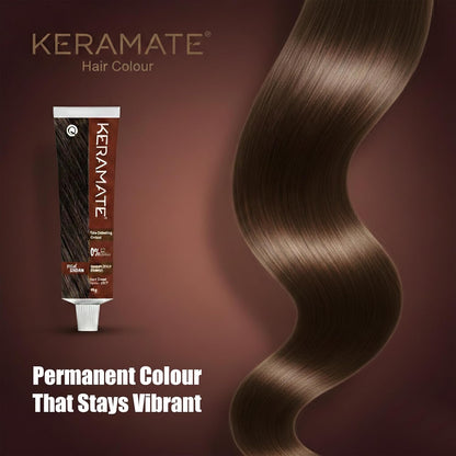 Keramate Hair Colouring Cream – Natural Brown, No Ammonia, No PPD, No PTD | Safe, Long-Lasting Hair Color