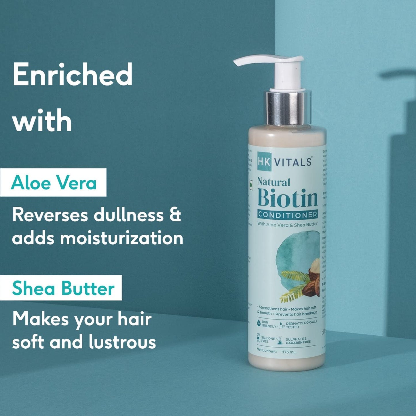 HK VITALS by HealthKart Biotin Anti Hair Fall Conditioner for Women & Men (175ml) | With Aloe Vera & Shea Butter | For Strong, Dry & Frizzy Hair, Prevents Hair Breakage