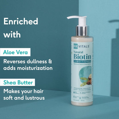 HK VITALS by HealthKart Biotin Anti Hair Fall Conditioner for Women & Men (175ml) | With Aloe Vera & Shea Butter | For Strong, Dry & Frizzy Hair, Prevents Hair Breakage