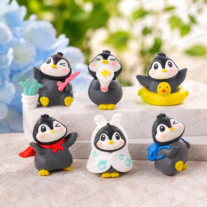 Miniature Showpiece Birthday Gift for Girls Kids, Penguin Showpiece Set of 6 for Home Decor Items, Car Dashboard Items, Table Decoration Items, Valentine Day Gift for Girlfriend