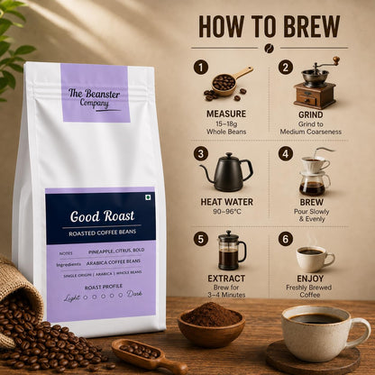 Beanster Coffee Beans Roasted, Medium Dark Roast, Good Roast