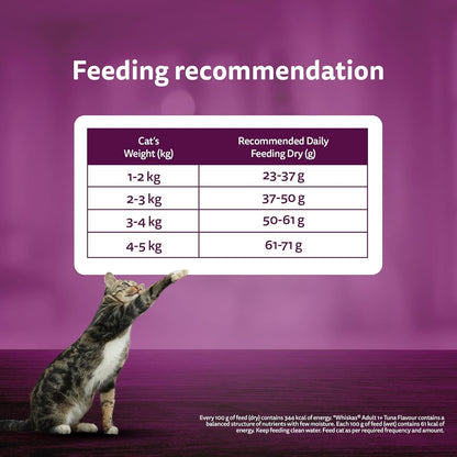 Whiskas Adult (1+ Years) Dry Cat Food, Tuna Flavour, 1.2 kg, Contains 41 Essential Nutrients, Complete & Balanced Nutrition for Adult Cats