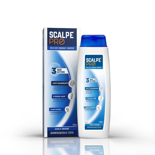 Scalp care product with packaging on a white background