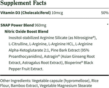 Supplement facts label with detailed ingredient list on a white background