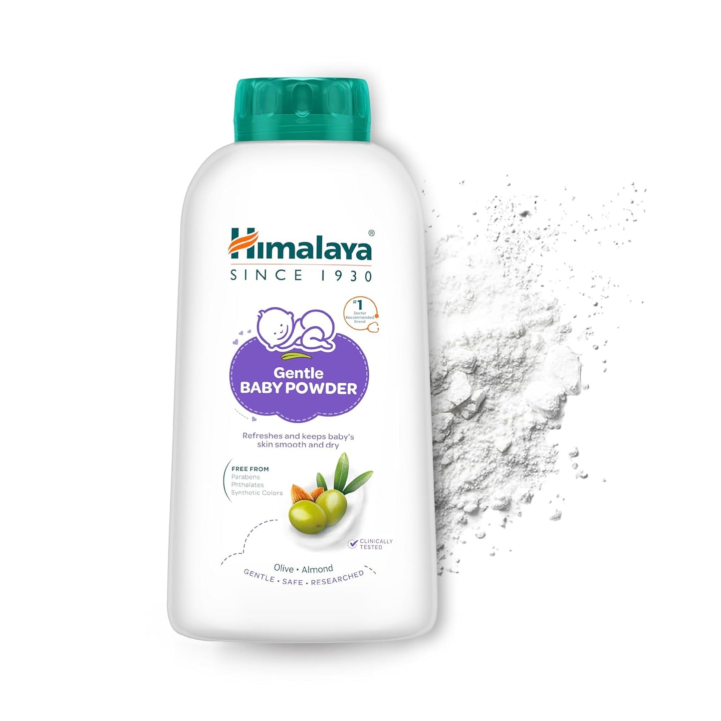 Himalaya Gentle Baby Powder 200g | Keeps baby's skin smooth & dry with natural goodness | Olive Oil, Almond Oil & Yashad Bhasma | No.1 Baby Powder Brand | No.1 Dr. Recommended | 99% NOI