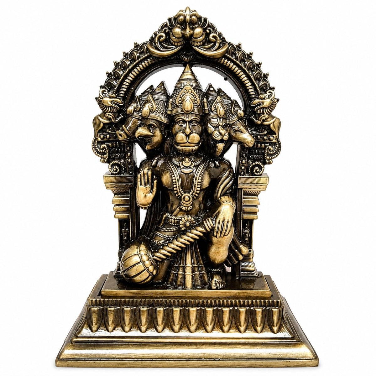 Panchmukhi Hanuman Idol for Home Decor & Pooja Room | Antique Finish Hanuman Statue | Hindu Religious Murti for Temple, Office, Living Room & Gift (13x4.5x10 cm, 185g)