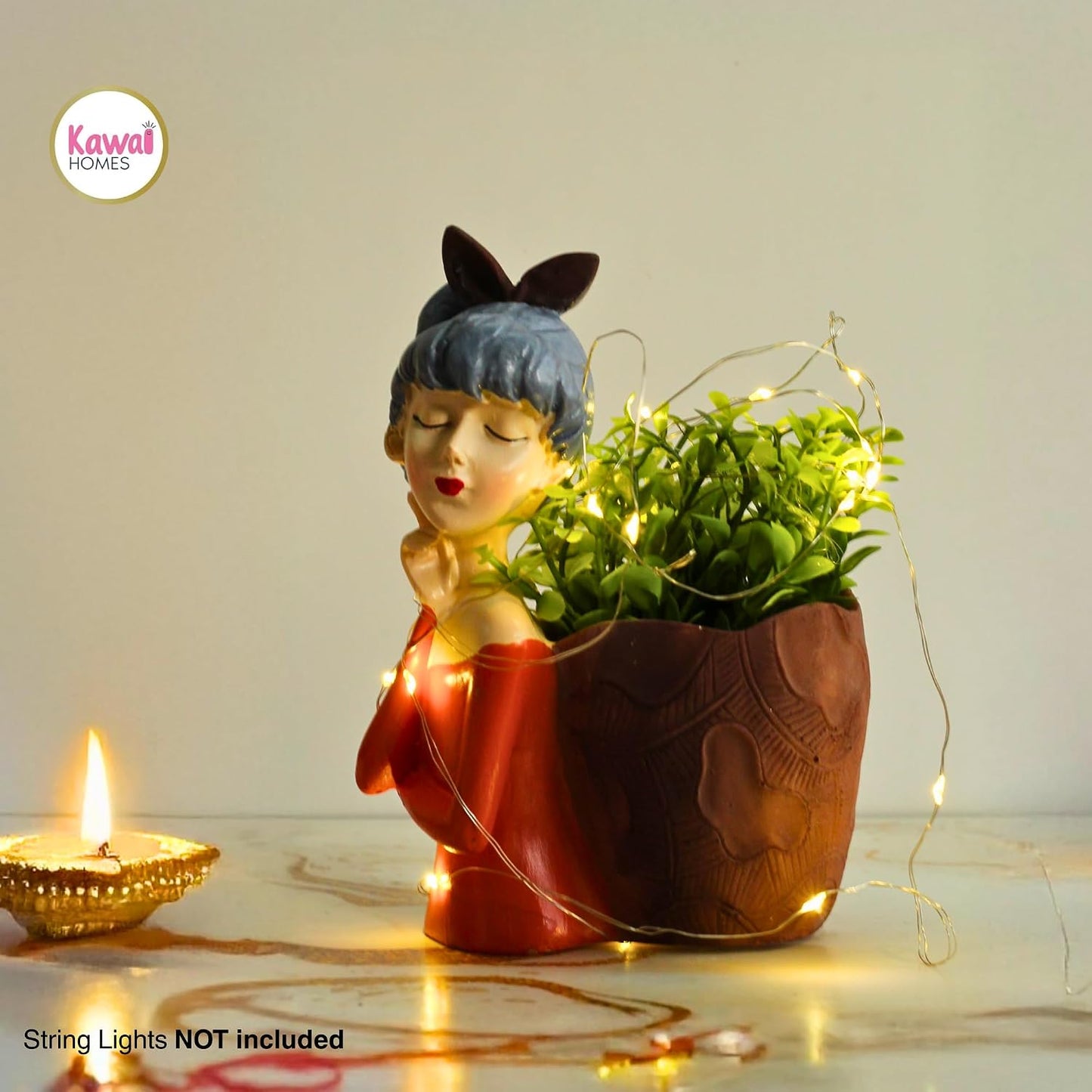 Kawai Homes Showpiece for Home Decor - Cute Table Resin Miniature Decorative Stylish Figurines Items for Living Room Kitchen Kids Bedroom Study Room Decoration Accessories (Basket Girl)