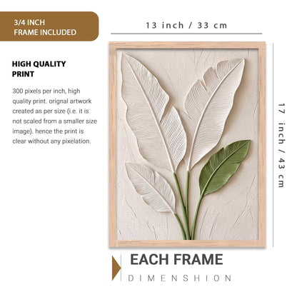 Aesthetic Botanical Art Home Decoration Painting | Leaf Paintings With Frame For Living Room Bed Room Hotel Wall Decor Digital Reprint (13x17 inch)