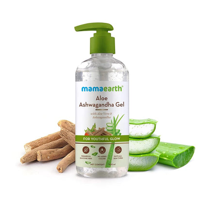 Mamaearth Aloe Ashwagandha Gel, for face, with Aloe Vera & Ashwagandha for a Youthful Glow - 300 ml