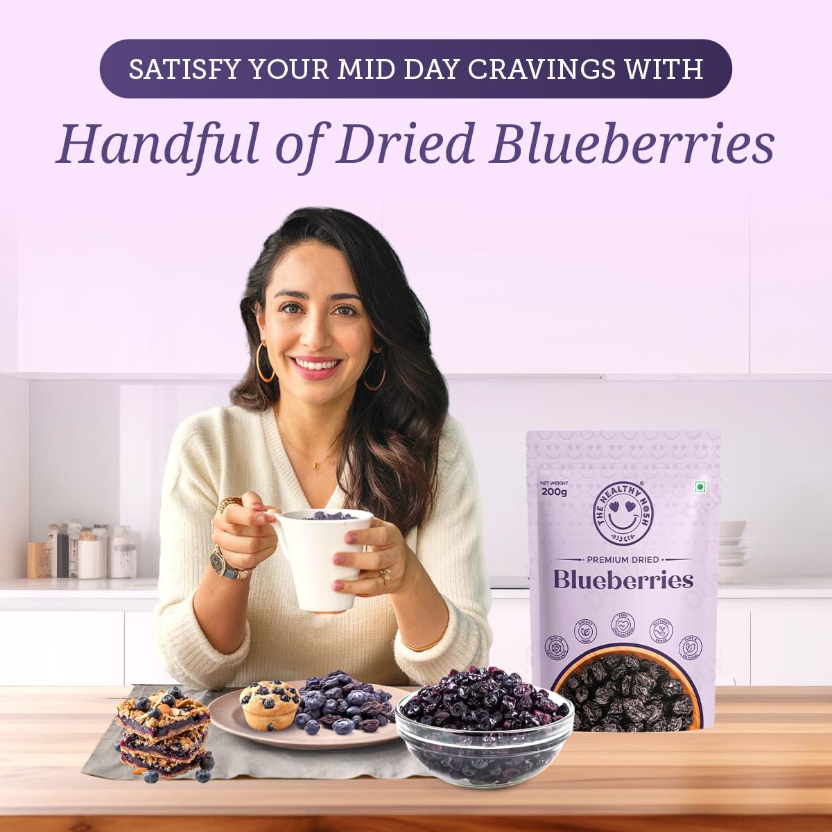 The Healthy Nosh Blueberries 200G | Premium Dried Blueberries | Rich in Antioxidants, Fiber, & Vitamin C | Perfect Superfood Snack