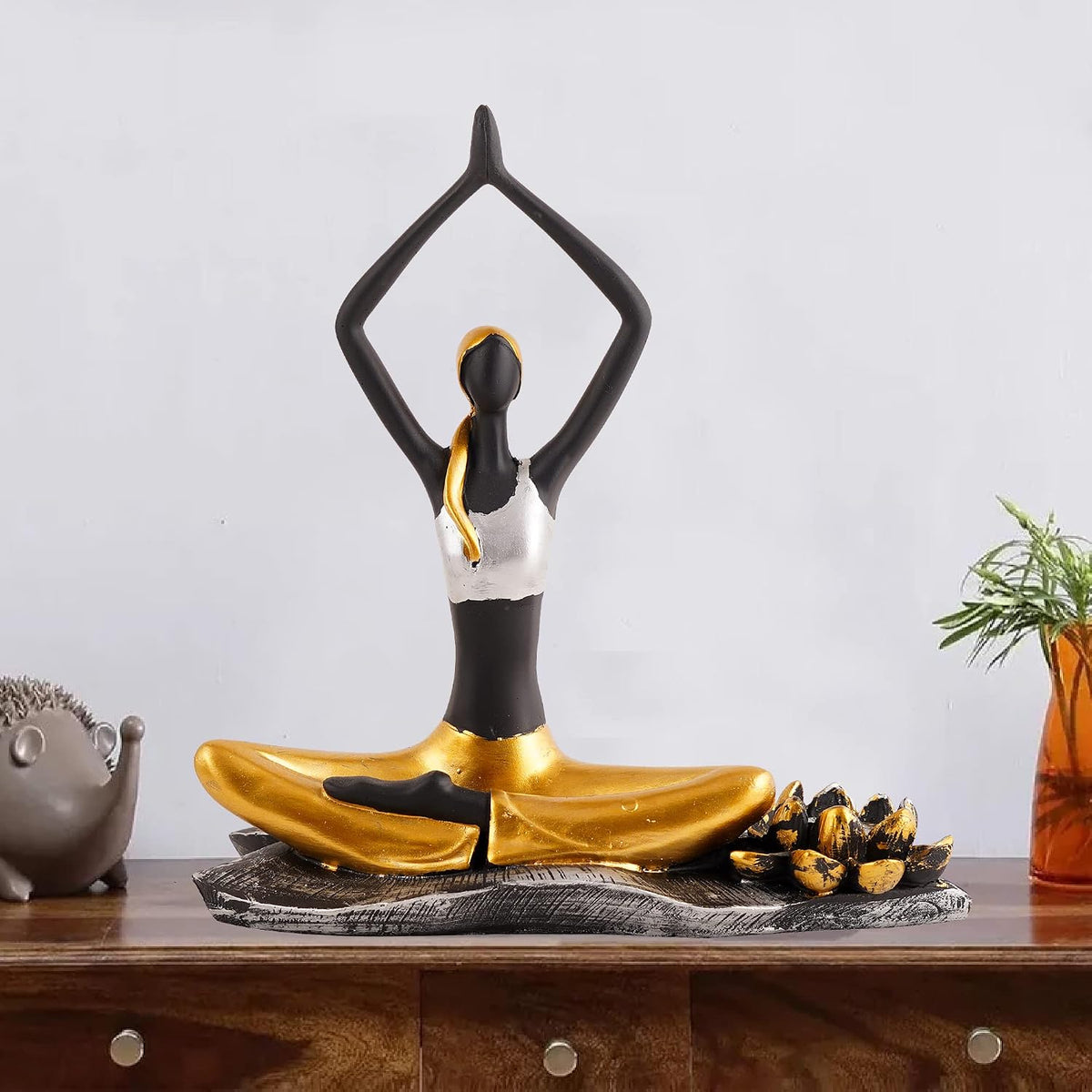 Resin Yoga Lady Home & Office Decor Showpiece (Y1900),Multicolor