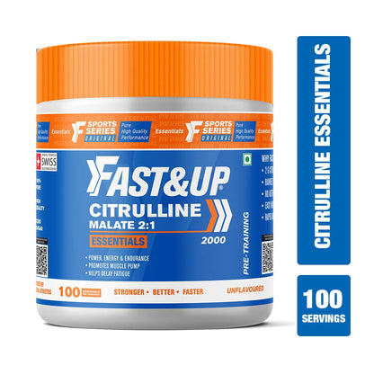 Fast&Up Citrulline (100 Servings) Citrulline Malate to Enhance Muscle Pump, Sustain Longer Workouts & Boost Recovery (Unflavored,Pack of 200 gm Powder)
