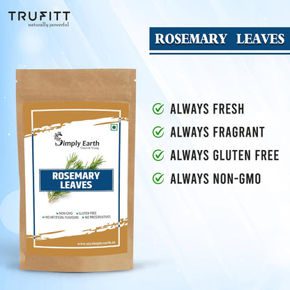 Simply Earth Rosemary Dried Leaves For Hair Growth | Top Grade Leaves Rosemary Herb Tea | Organic | Natural Foods - 100 GM