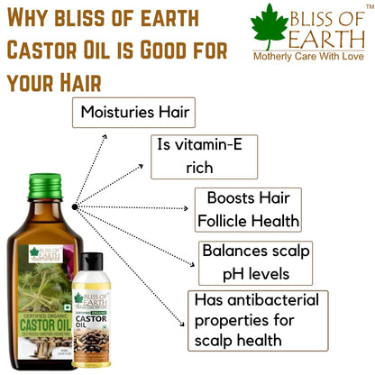 Bliss of Earth 100ML Certified Organic Black Seed Oil | Kalonji Oil+100ML Castor Oil for Hair Growth,Smooth Skin,