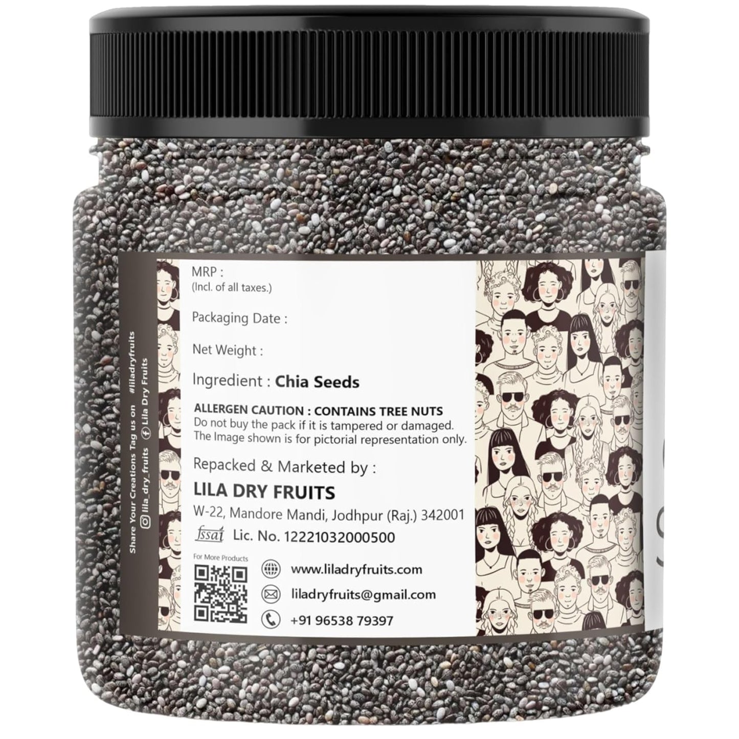 LDF Chia Seeds 100 gm | Chia Seed Ready-to-Eat Sabja Seeds High in Fiber & Omega-3 Chiya Seeds | Tukmaria Seed Ideal for Smoothies, Salads, and Snacks | Perfect for Gifting