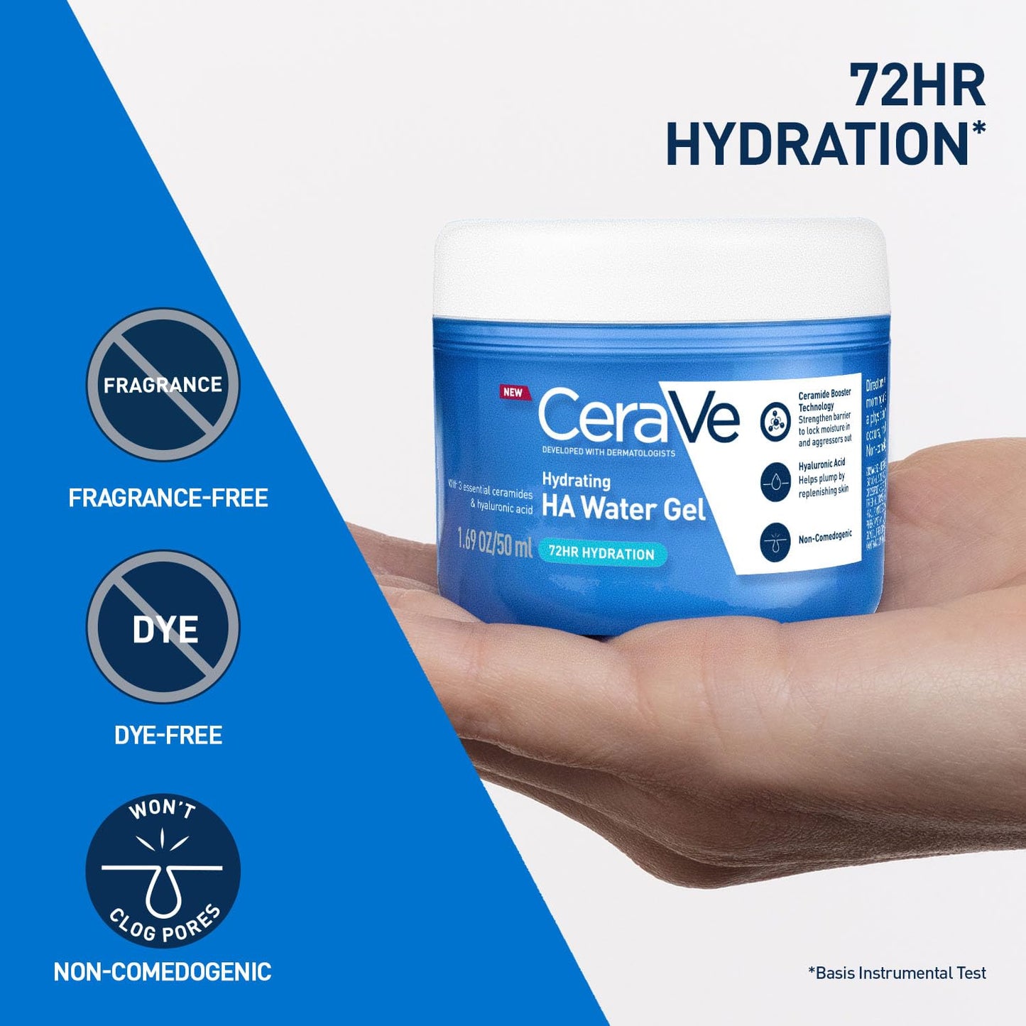 CeraVe HA Water Gel with Hyaluronic Acid, Ceramides & Niacinamide for Plumpy hydration|Oil-free gel moisturizer| 3 sec fast absorption| Dermat recommended for Women & Men| 50 ml