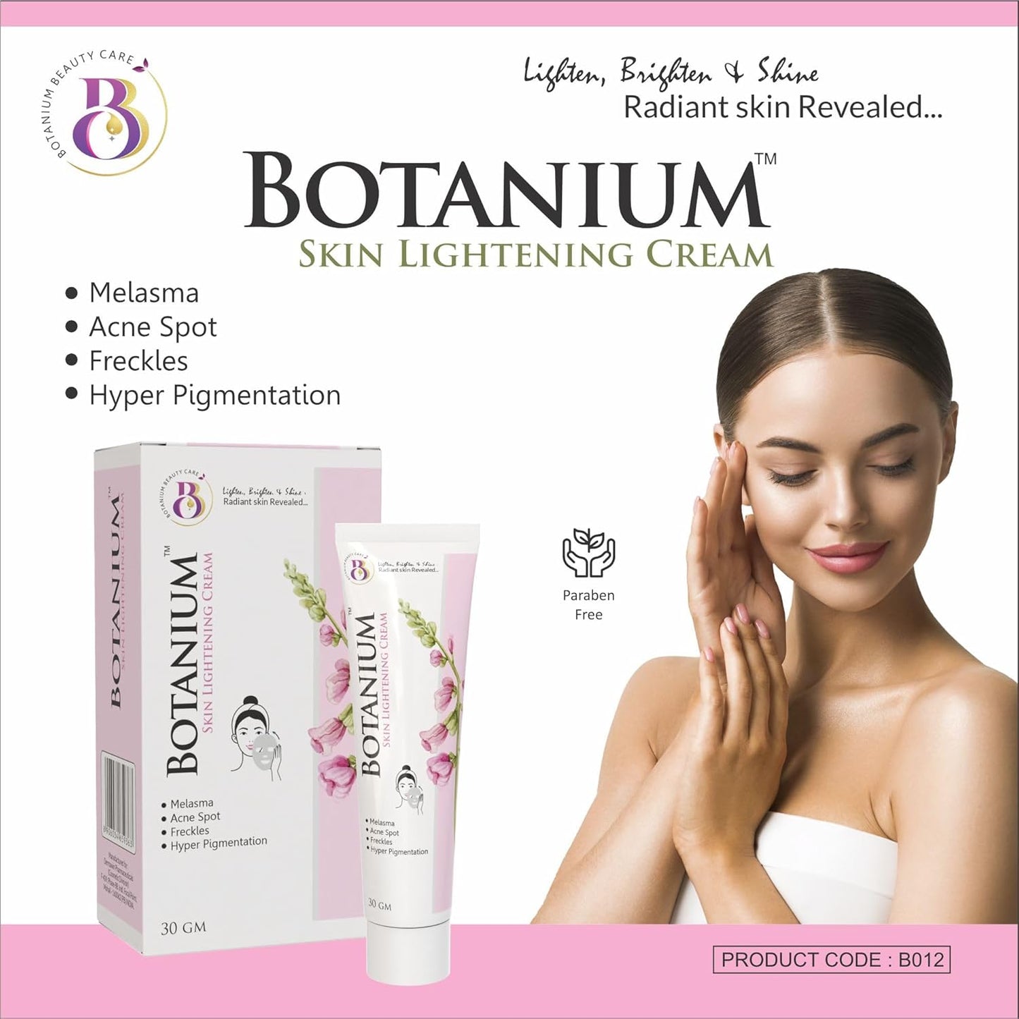 Botanium Skin Lightening Face Cream 30gm | For Melasma, Acne Spot, Freckles & Hyper Pigmentation | Enriched With L-Glutathione, Niacinamide & Vitamin C | Men & Women | Non-Greasy & Lightweight