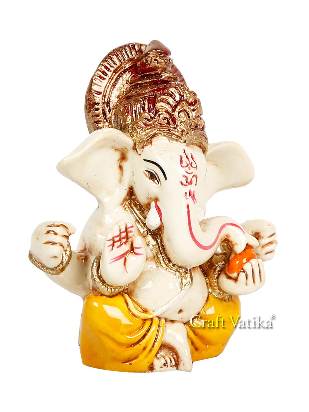 Ganesh Idol Murti Statue for Car Dashboard Gift Lord Ganesha Ganpati Idols Showpiece Figurine for Home Pooja Room Diwali Decoration., Resin, 6.4cm, 3.8cm