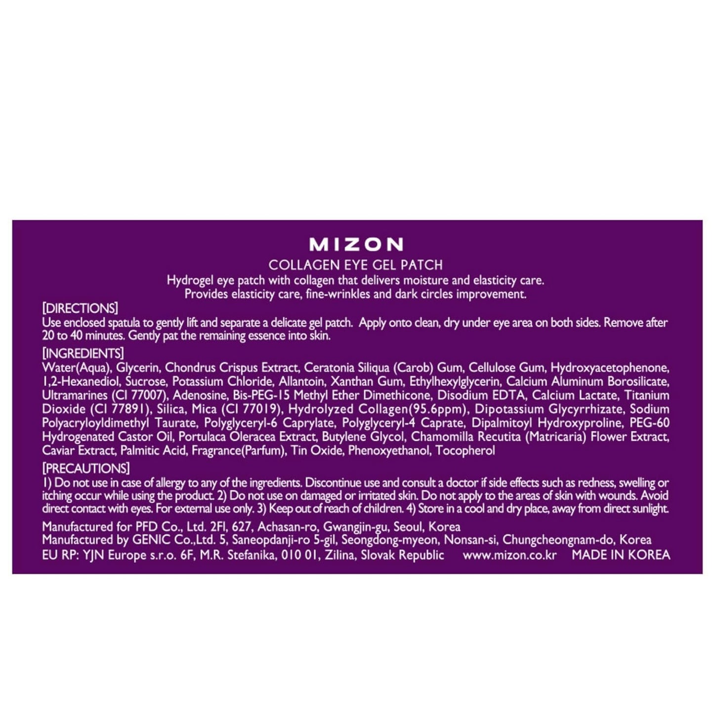 MIZON Under Eye Collagen Patches with Marine Collagen, Eye Gel Treatment Masks for Puffy Eyes, Dark Circles, Moisturizing Improves Elasticity, 60 Pcs