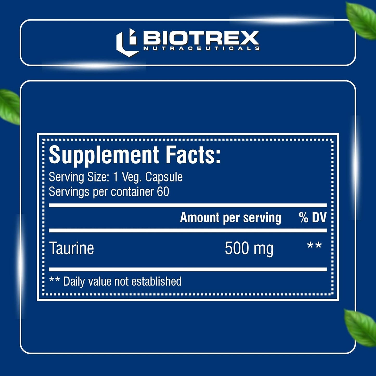 Biotrex Nutraceuticals Taurine 500mg - 60 Veg Capsules